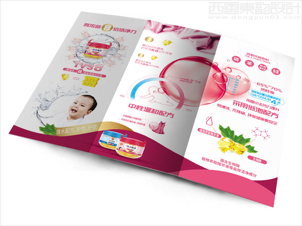 鈺兒（北京）商貿(mào)有限公司洗衣凝珠產(chǎn)品廣告三折頁(yè)設(shè)計(jì)之背面