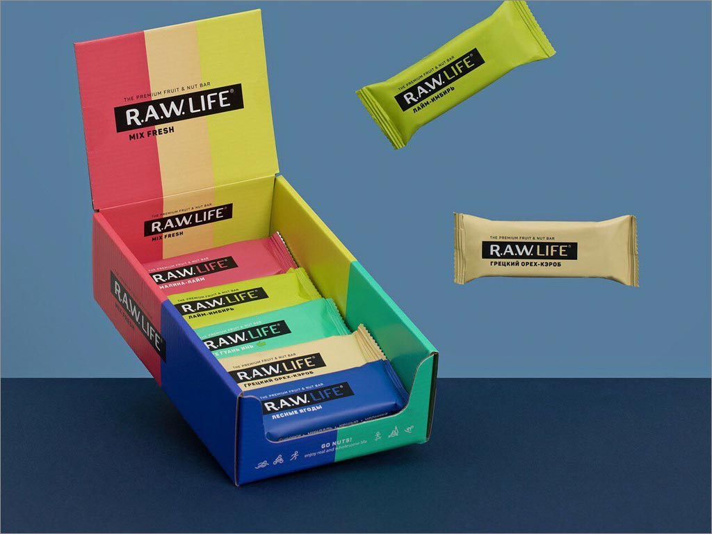 RAW Life運(yùn)動蛋白堅果棒零食包裝設(shè)計