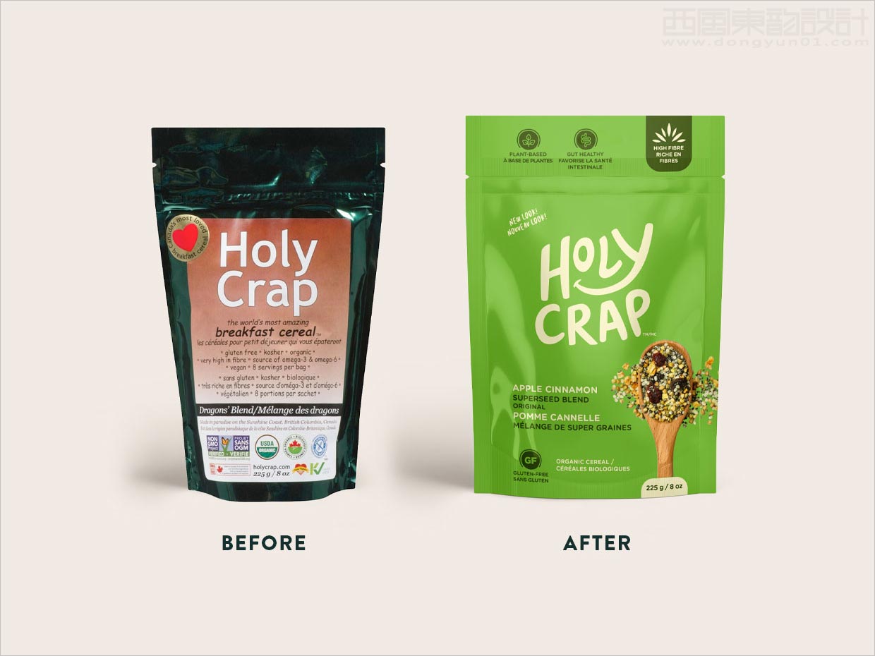 加拿大Holy Crap五谷雜糧食品包裝設(shè)計(jì)之新舊包裝設(shè)計(jì)對比